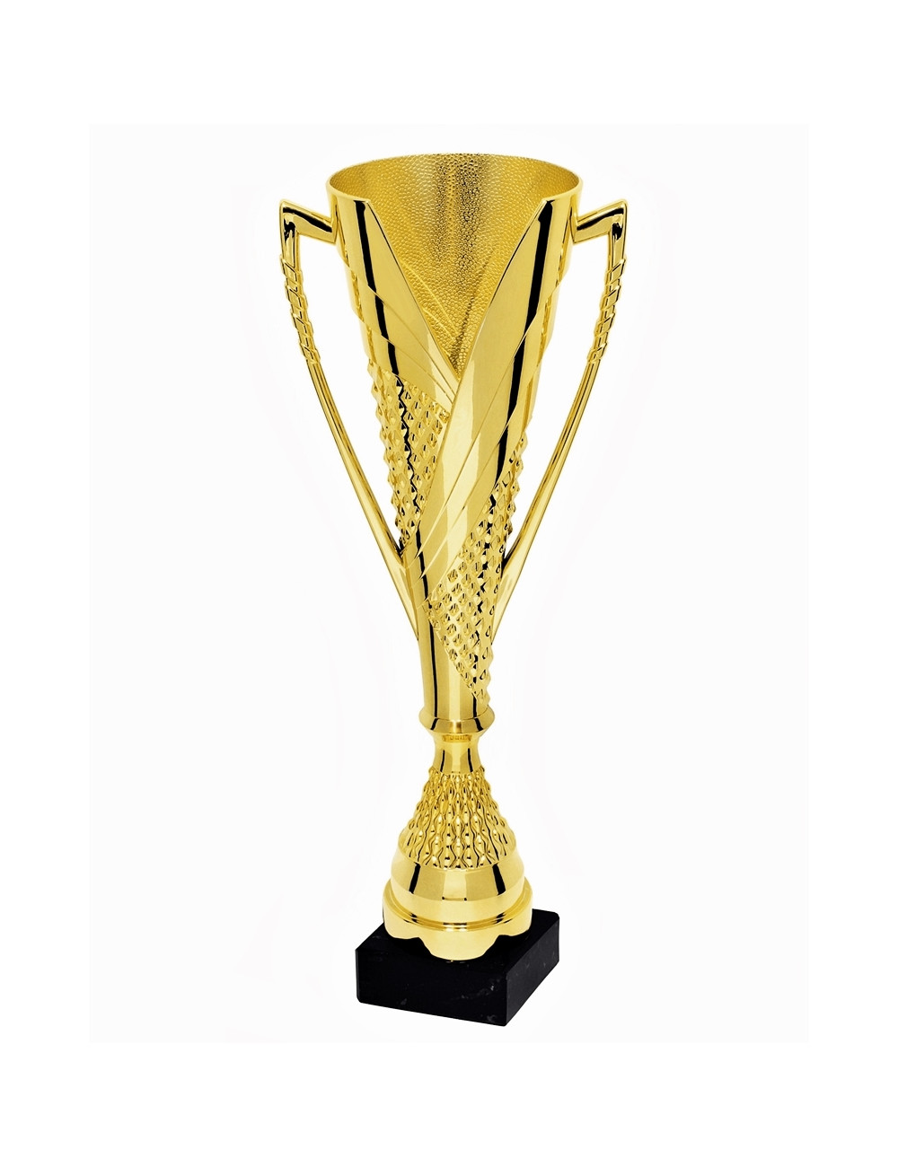 X185-G  Puchar plastikowy LION - kolor złoty, H-390 mm W-140 mm (tab. 70x25 mm / MX422)