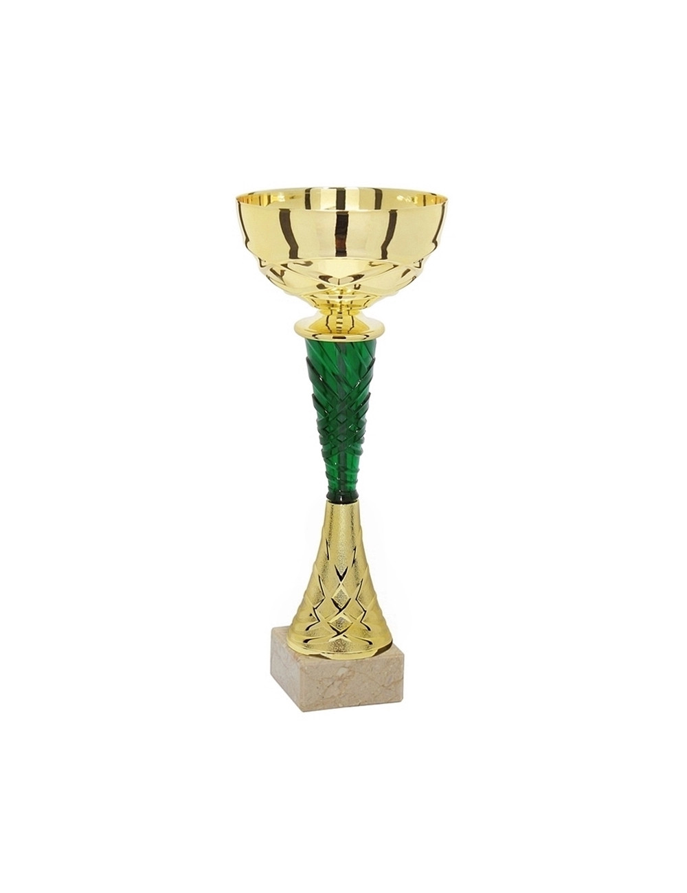 X243A  Puchar GREEN kolor złoto-zielony, H-330 mm R-140 mm (tab. 70x25 mm / MX422) • X243-seria
