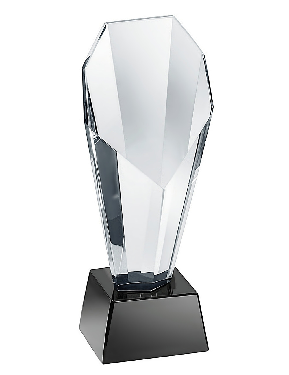 CX1016 Trofeum kryształowe SHELL, czarny postument, wysokość H-250x90mm / etui typu GIFTBOX (tab. 75/60x40mm)