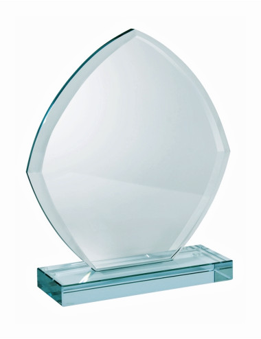 XME052 - Trofeum szklane ukosowane ŁEZKA opak. czarny GIFT BOX - grubość szkła 12mm,  rozmiar H-210mm x W-210mm