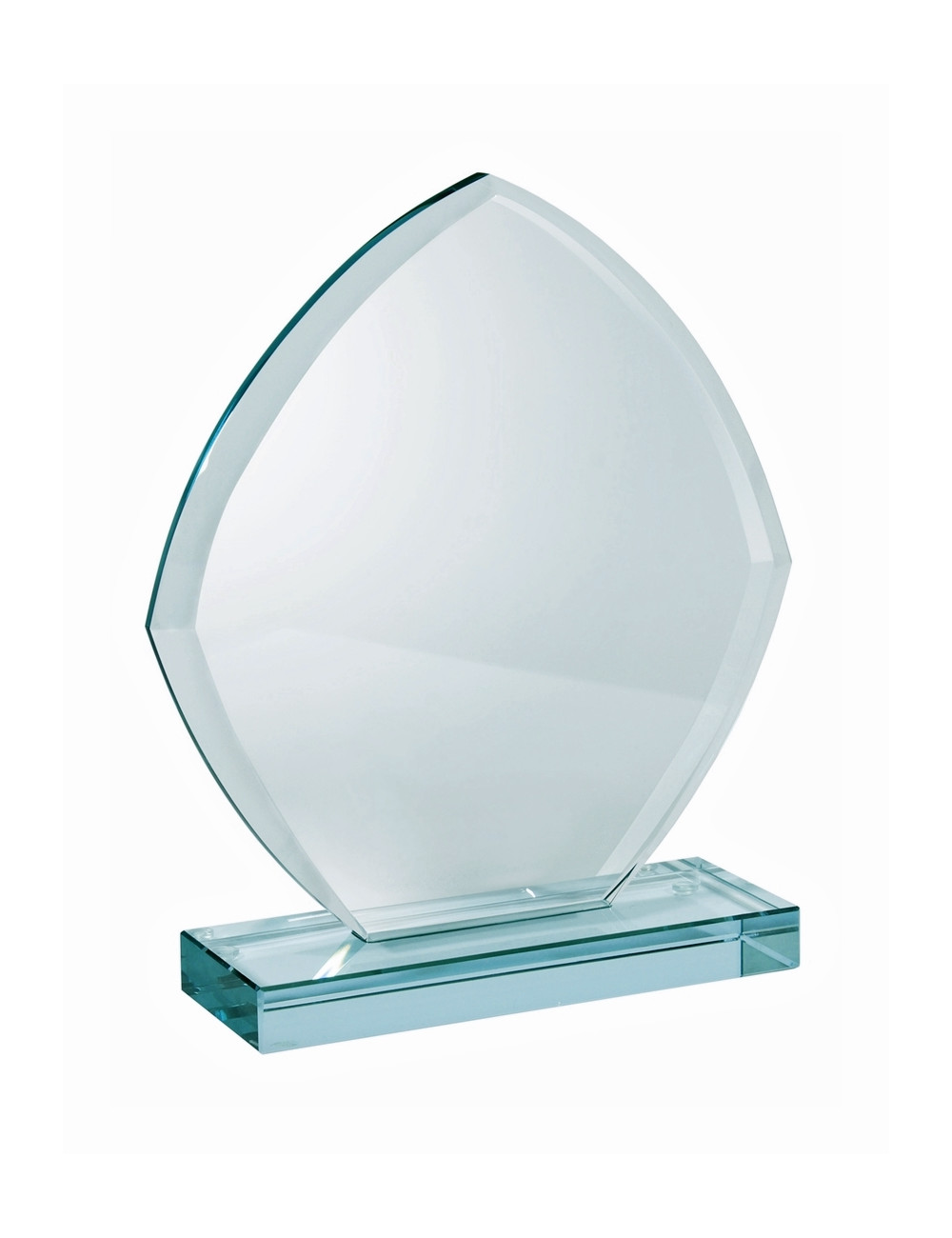 XME052 - Trofeum szklane ukosowane ŁEZKA opak. czarny GIFT BOX - grubość szkła 12mm,  rozmiar H-210mm x W-210mm