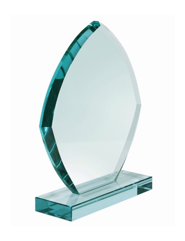XME052 - Trofeum szklane ukosowane ŁEZKA opak. czarny GIFT BOX - grubość szkła 12mm,  rozmiar H-210mm x W-210mm