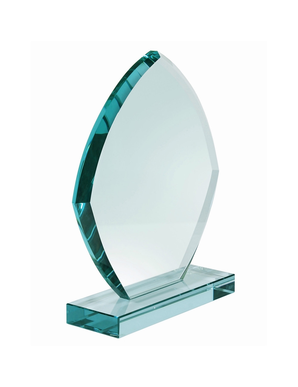 XME052 - Trofeum szklane ukosowane ŁEZKA opak. czarny GIFT BOX - grubość szkła 12mm,  rozmiar H-210mm x W-210mm