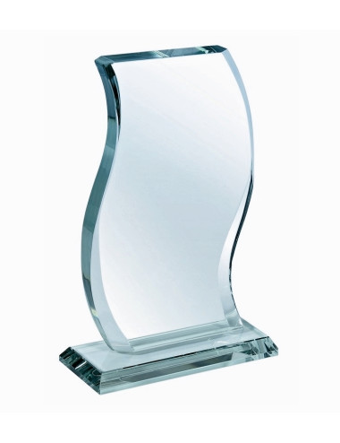 XME054 - Trofeum szklane ukosowane FALA opak. grubość szkła 12mm H-200mm x W-155mm