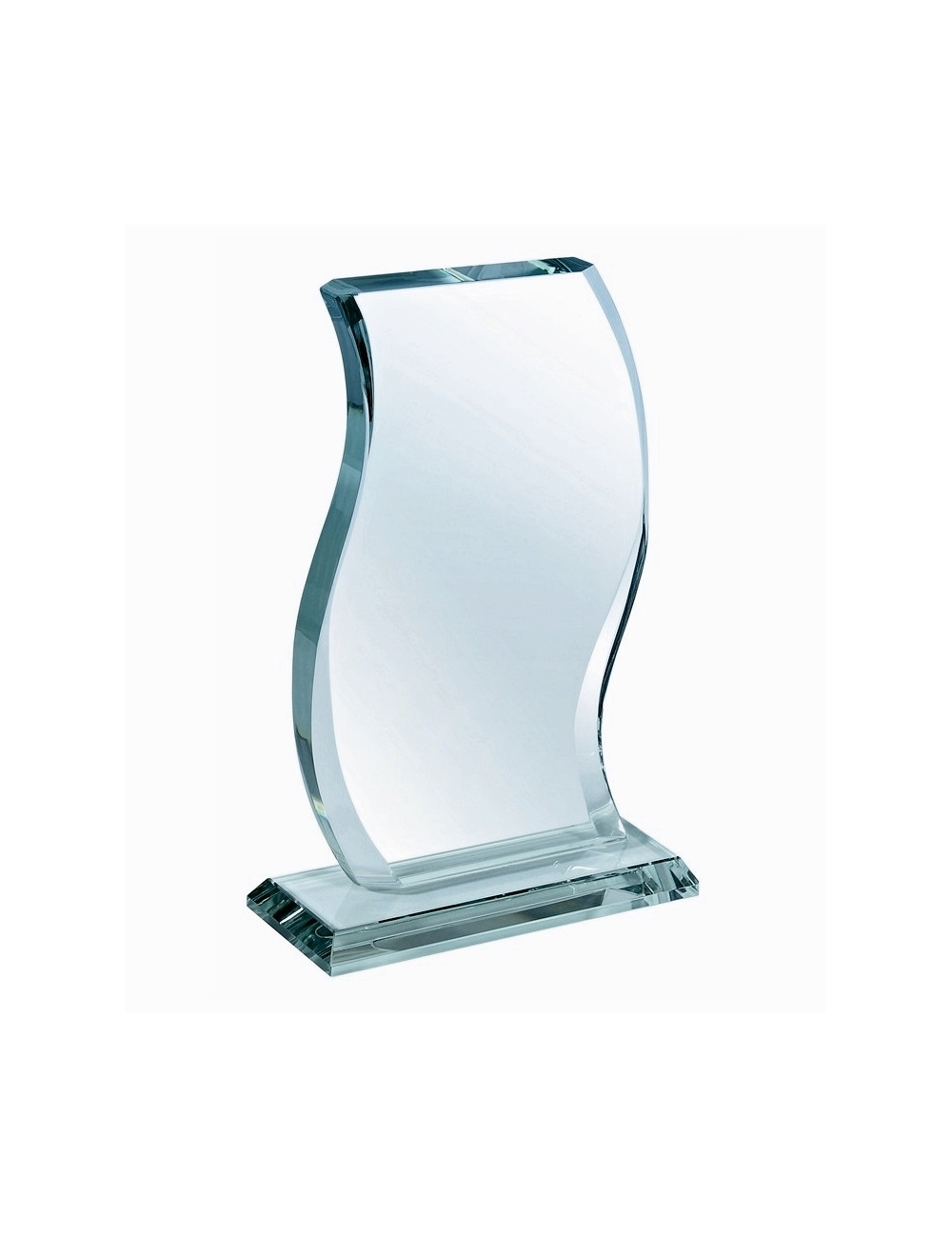 XME054 - Trofeum szklane ukosowane FALA opak. grubość szkła 12mm H-200mm x W-155mm