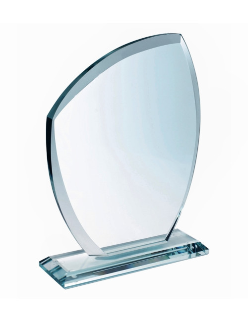XME056 - Trofeum szklane ukosowane OWAL opak. czarny GIFT BOX - grubość szkła 12mm  H-210mm x W-160mm