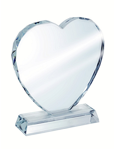XME1006 Trofeum szklane SERCE diamentowane, wysokość H-160mm, W-150mm x grubość 15mm, etui typu GIFTBOX, CLEAR HEART