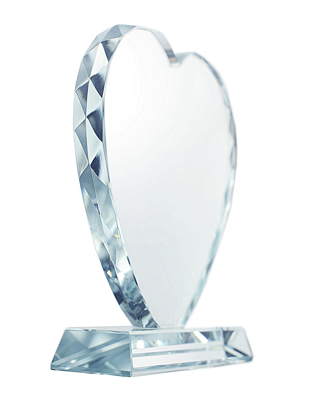 XME1006 Trofeum szklane SERCE diamentowane, wysokość H-160mm, W-150mm x grubość 15mm, etui typu GIFTBOX, CLEAR HEART