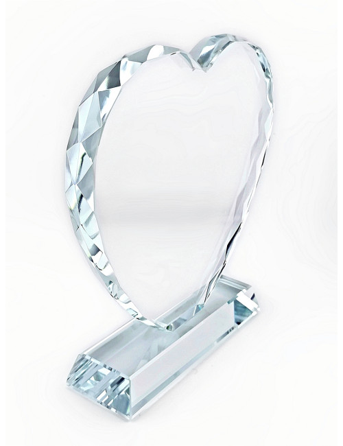 XME1006 Trofeum szklane SERCE diamentowane, wysokość H-160mm, W-150mm x grubość 15mm, etui typu GIFTBOX, CLEAR HEART