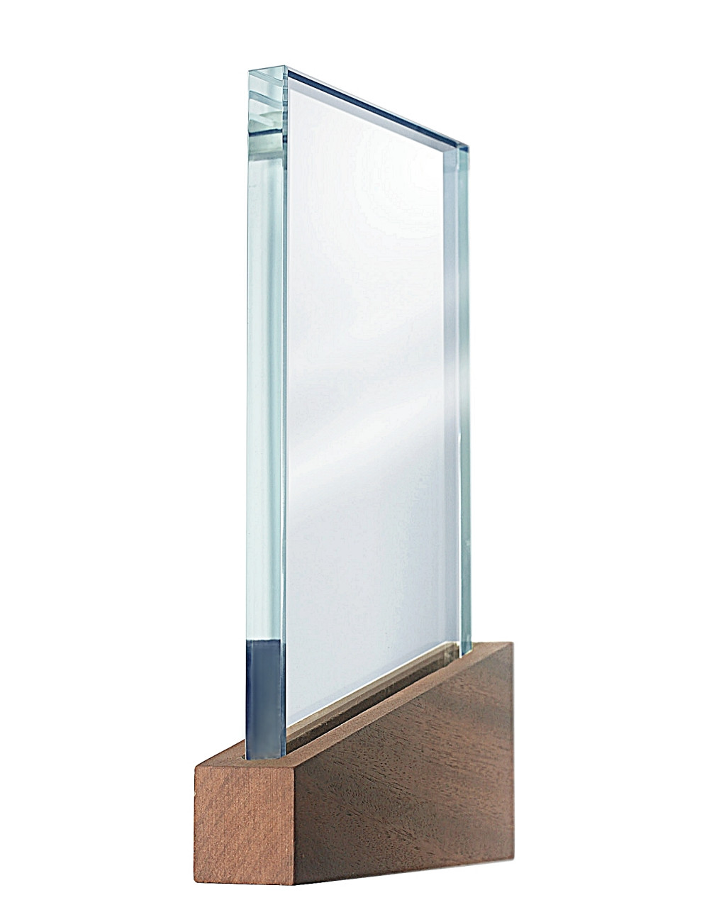 XME2005 Trofeum szklane CLEAR+WOOD 140x250mm, grubość szkła 15mm + etui typu GIFTBOX