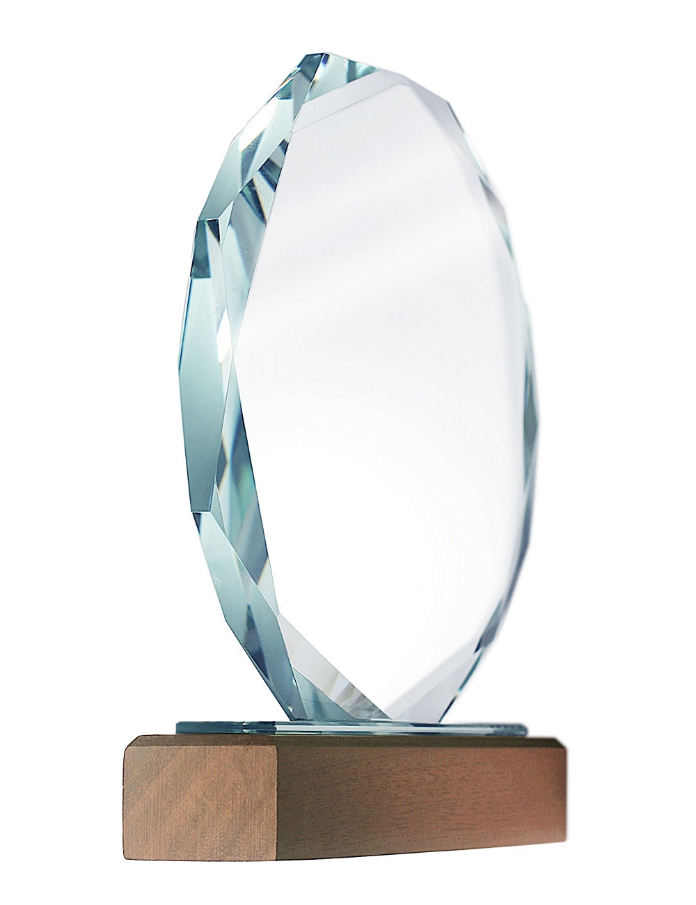 XME2012 Trofeum szklane CLEAR+WOOD 160x190mm, grubość szkła 15mm + etui typu GIFTBOX