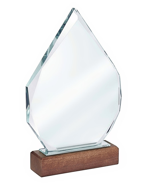 XME2017 Trofeum szklane CLEAR+WOOD 145x230mm, grubość szkła 15mm + etui typu GIFTBOX