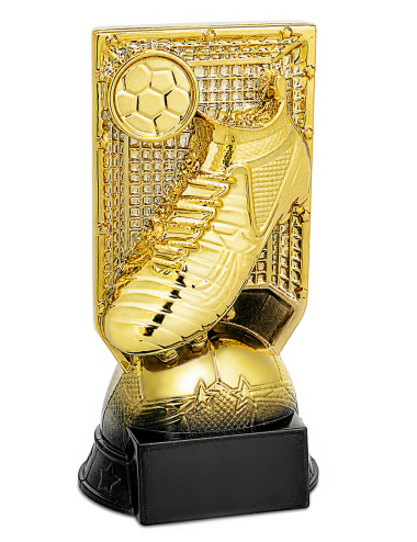 Q550A-BK  Statuetka HEAVY - piłka nożna BUT PIŁKARSKI,  kolor złoty  H-200mm, insert 25mm (tab. aaxbb mm M) • Q550-seria Statuet