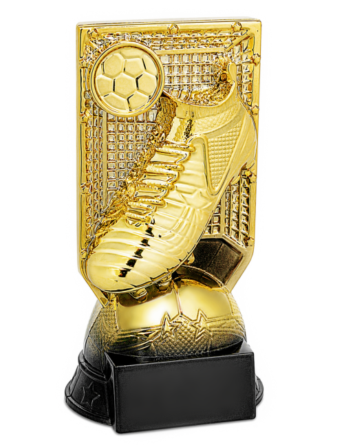 Q550A-BK  Statuetka HEAVY - piłka nożna BUT PIŁKARSKI,  kolor złoty  H-200mm, insert 25mm (tab. aaxbb mm M) • Q550-seria Statuet