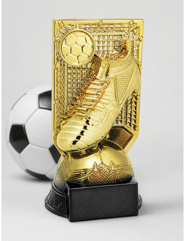 Q550A-BK  Statuetka HEAVY - piłka nożna BUT PIŁKARSKI,  kolor złoty  H-200mm, insert 25mm (tab. aaxbb mm M) • Q550-seria Statuet