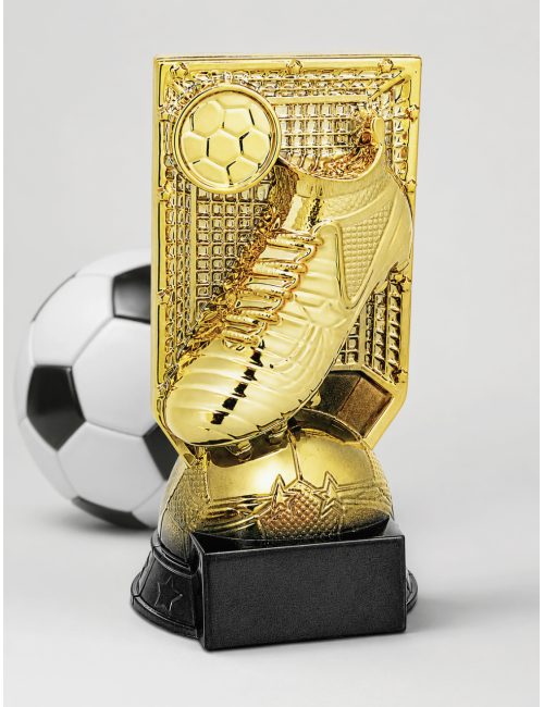 Q550A-BK  Statuetka HEAVY - piłka nożna BUT PIŁKARSKI,  kolor złoty  H-200mm, insert 25mm (tab. aaxbb mm M) • Q550-seria Statuet