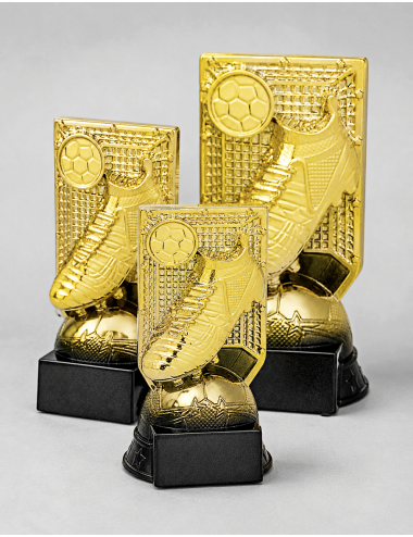 Q550A-BK  Statuetka HEAVY - piłka nożna BUT PIŁKARSKI,  kolor złoty  H-200mm, insert 25mm (tab. aaxbb mm M) • Q550-seria Statuet