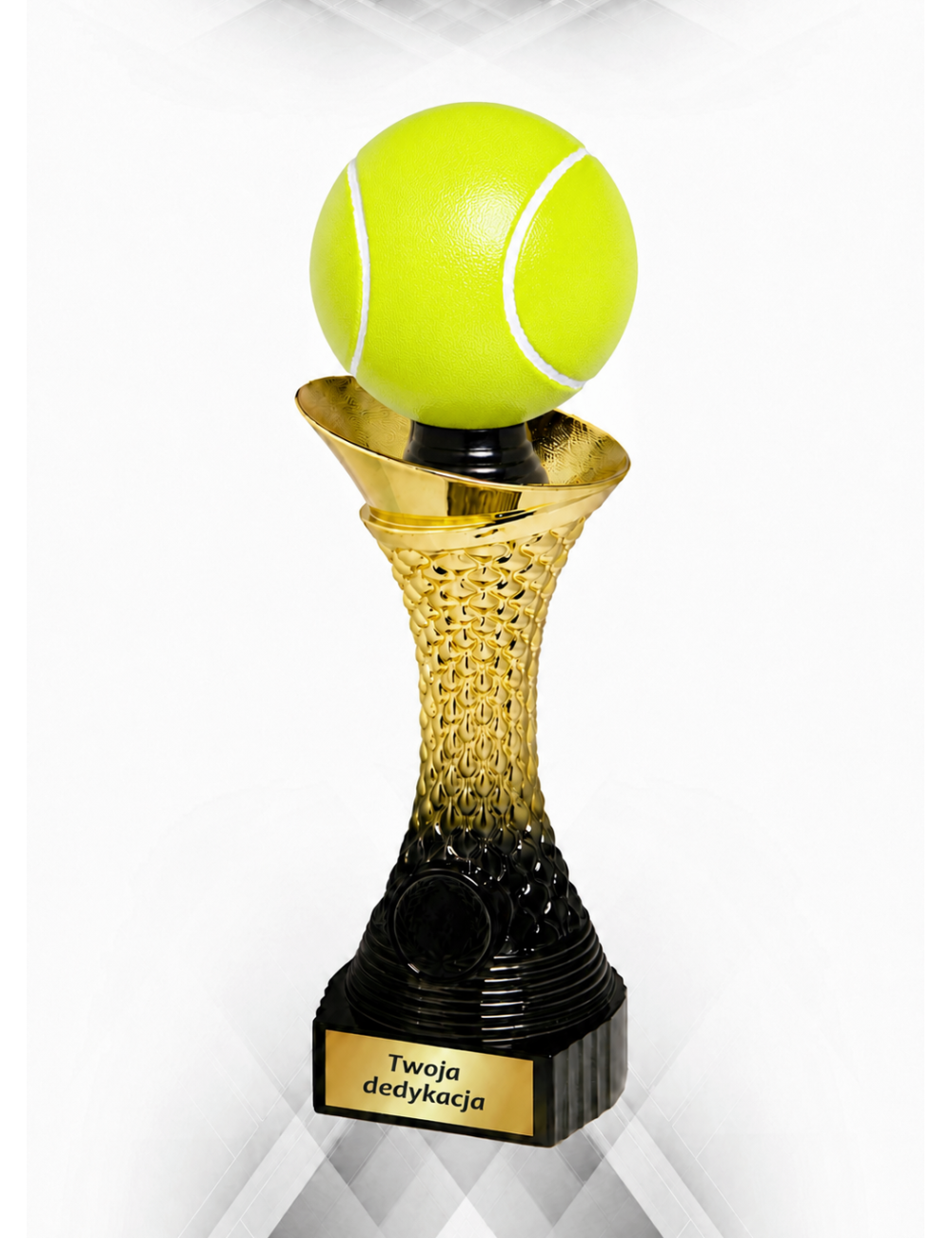 Q502A-BK  Statuetka HEAVY - tenis ziemny, kolor złoto-czarny H-275mm, insert 25mm (tab. 60x24 mm M) • Q502A-BK seria  Statuetka 