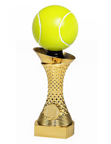Q502C  Statuetka HEAVY - tenis ziemny, kolor złoty  H-230mm, insert 25mm (tab. 55x20 mm M)