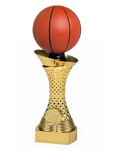 Q505B  Statuetka HEAVY - piłka koszykowa, kolor złoty  H-250mm, insert 25mm (tab. 58x22 mm M)