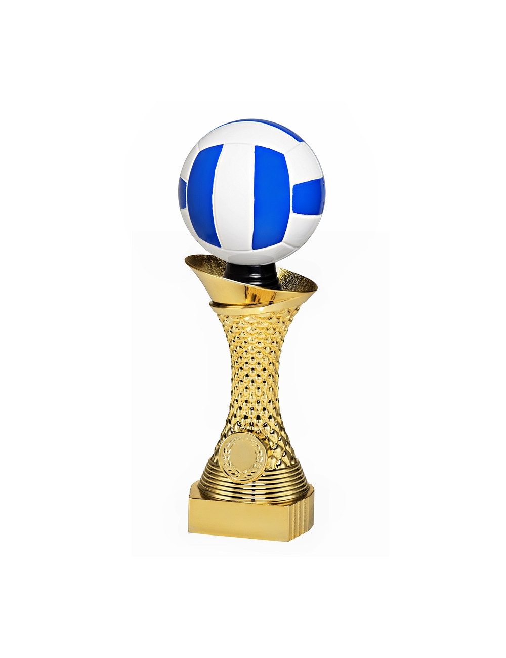 Q506A  Statuetka HEAVY - piłka siatkowa, kolor złoty  H-275mm, insert 25mm (tab. 60x24 mm M)