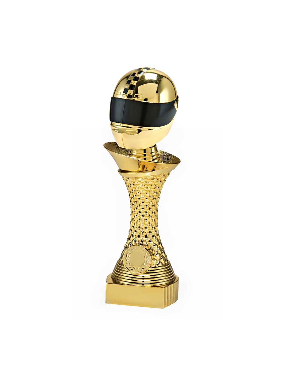Q516A  Statuetka HEAVY - motoryzacja - kask , kolor złoty  H-275mm, insert 25mm (tab.60x24 mm M)