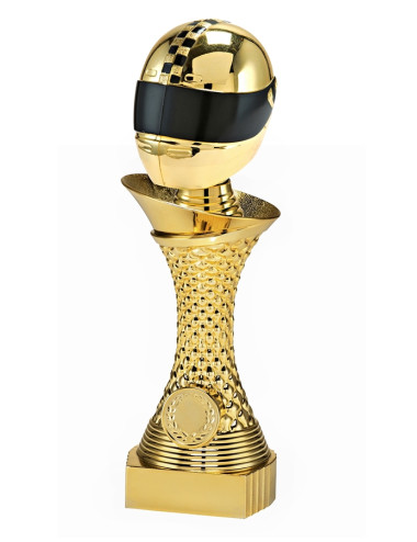Q516B  Statuetka HEAVY - motoryzacja - kask , kolor złoty  H-250mm, insert 25mm (tab. 58x22 mm M)