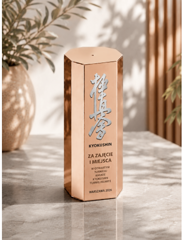 Q600-BRONZE  Brązowa kolumna OCTAGON - Nowoczesna statuetka PREMIUM typu HEAVY MONOBLOCK, waga 1,25kg 
