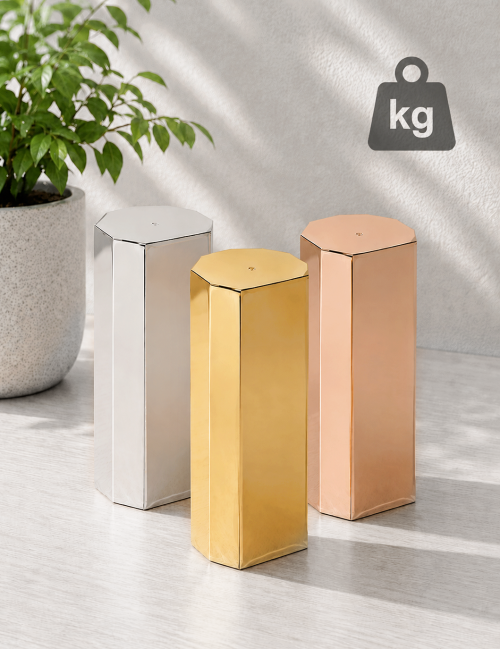 Q600-SILVER  Srebrna kolumna OCTAGON - Nowoczesna statuetka PREMIUM typu HEAVY MONOBLOCK, waga 1,25kg 