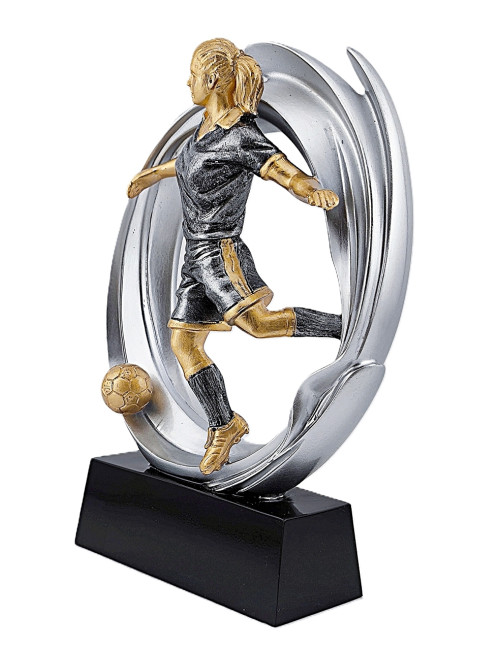 DRX004  Statuetka piłka nożna ZAWODNICZKA - seria WOW !, odlew 3D, wysokość H-170mm, W-120mm - WOMAN'S SOCCER