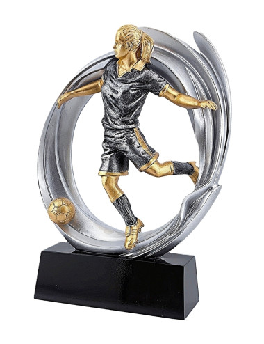 DRX004  Statuetka piłka nożna ZAWODNICZKA - seria WOW !, odlew 3D, wysokość H-170mm, W-120mm - WOMAN'S SOCCER