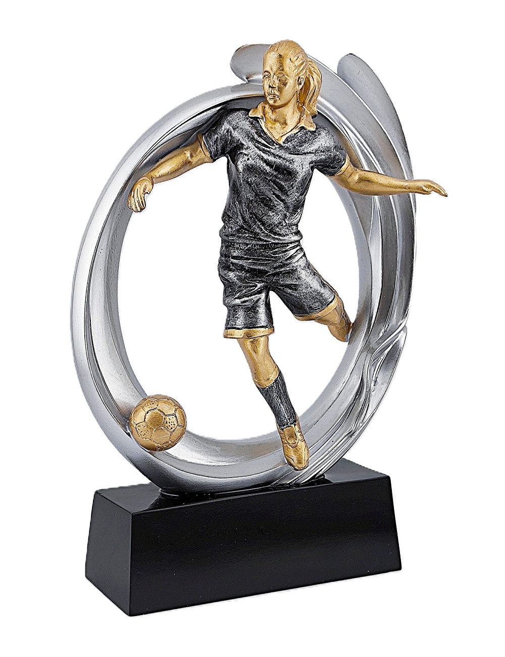 DRX004-BOX (12szt)  Statuetka piłka nożna ZAWODNICZKA - seria WOW !, odlew 3D, wysokość H-170mm, W-120mm - WOMAN'S SOCCER