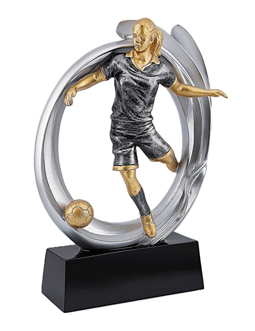 DRX004  Statuetka piłka nożna ZAWODNICZKA - seria WOW !, odlew 3D, wysokość H-170mm, W-120mm - WOMAN'S SOCCER