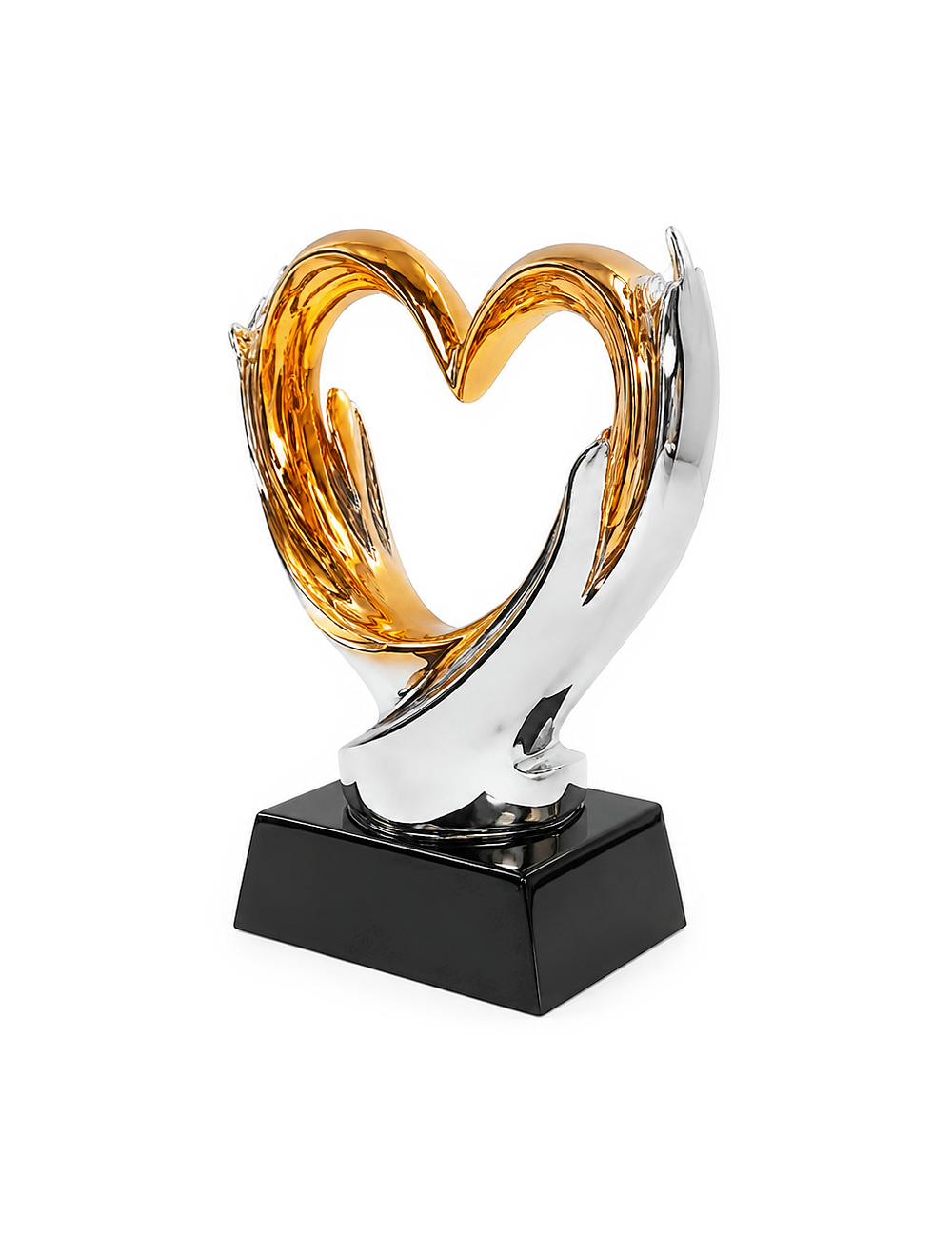 DRX030-BOX (12szt)  Statuetka SERCE duże - seria WOW !, odlew 3D, wysokość H-170mm, W-120mm - GOLD HEART