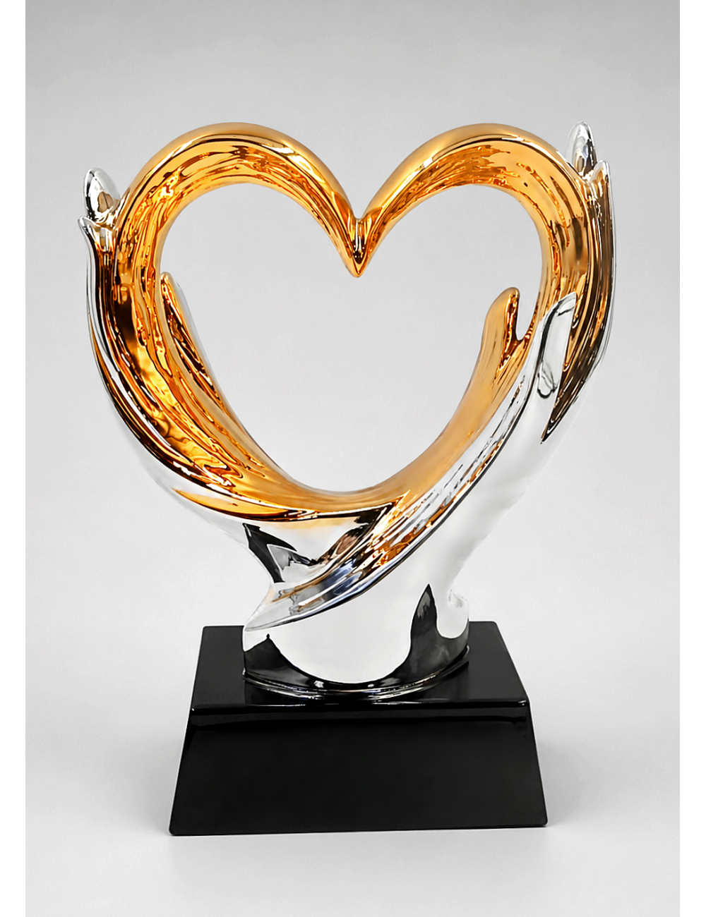 DRX030-BOX (12szt)  Statuetka SERCE duże - seria WOW !, odlew 3D, wysokość H-170mm, W-120mm - GOLD HEART