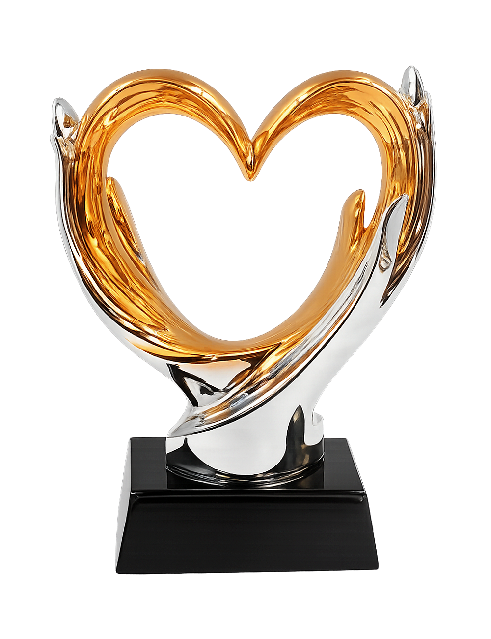 DRX030-BOX (12szt)  Statuetka SERCE duże - seria WOW !, odlew 3D, wysokość H-170mm, W-120mm - GOLD HEART