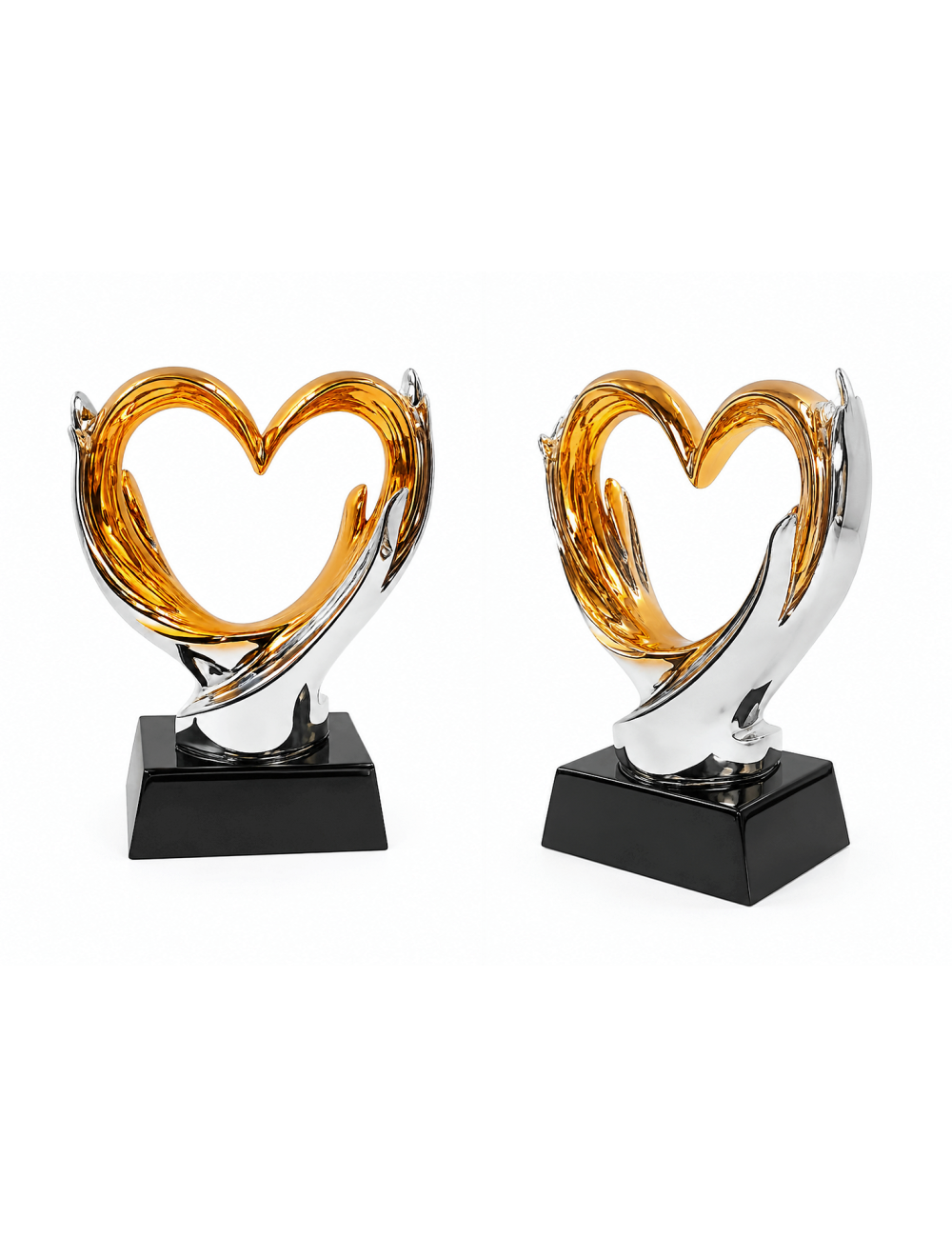 DRX030-BOX (12szt)  Statuetka SERCE duże - seria WOW !, odlew 3D, wysokość H-170mm, W-120mm - GOLD HEART