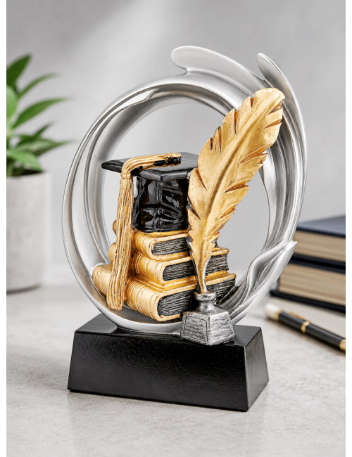 DRX018  Statuetka SZKOŁA, NAUKA, ABSOLWENT - seria WOW !, odlew 3D, wysokość H-170mm, W-120mm - SCHOOL - GRADUATE