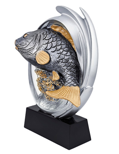 DRX020  Statuetka WĘDKARSTWO, RYBA - seria WOW !, odlew 3D, wysokość H-170mm, W-120mm - FISH