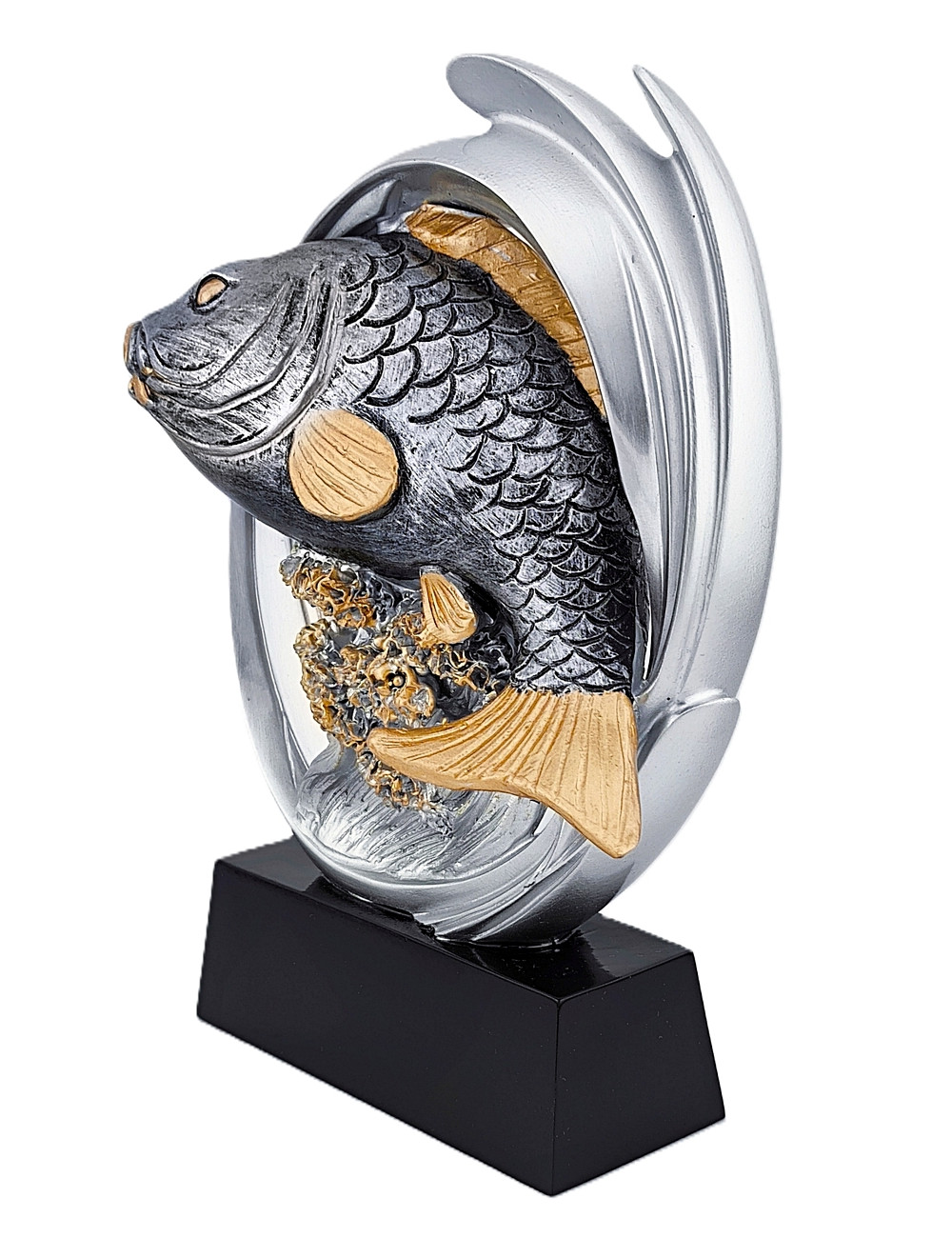 DRX020  Statuetka WĘDKARSTWO, RYBA - seria WOW !, odlew 3D, wysokość H-170mm, W-120mm - FISH