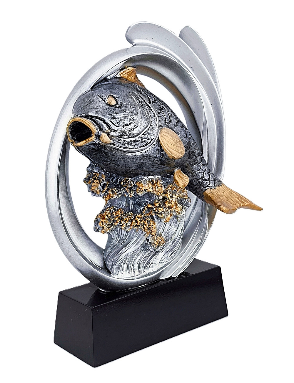 DRX020-BOX (12szt)  Statuetka WĘDKARSTWO, RYBA - seria WOW !, odlew 3D, wysokość H-170mm, W-120mm - FISH