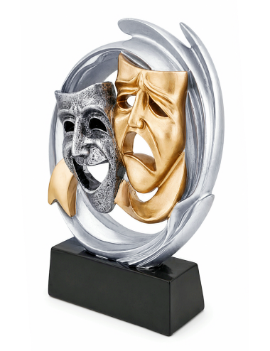 DRX021  Statuetka TEATR - MASKI - seria WOW !, odlew 3D, wysokość H-170mm, W-120mm -MASK THEATER
