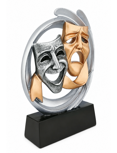 DRX021  Statuetka TEATR - MASKI - seria WOW !, odlew 3D, wysokość H-170mm, W-120mm -MASK THEATER