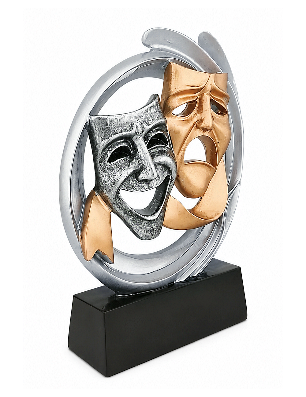 DRX021  Statuetka TEATR - MASKI - seria WOW !, odlew 3D, wysokość H-170mm, W-120mm -MASK THEATER