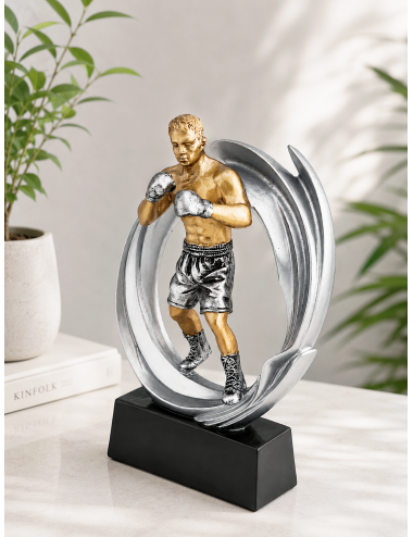 DRX022  Statuetka BOKS - seria WOW !, odlew 3D, wysokość H-170mm, W-120mm -BOXING