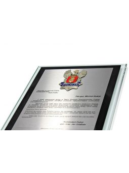 GX-052  Dyplom szklany dwuelementowy -  H-253mm, W-203mm, szkło fazowane - gr.10mm