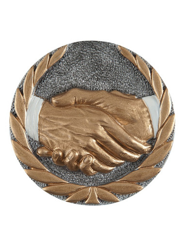 DX15 - Odlew-płaskorzeźba - uścisk dłoni - średnica 70mm