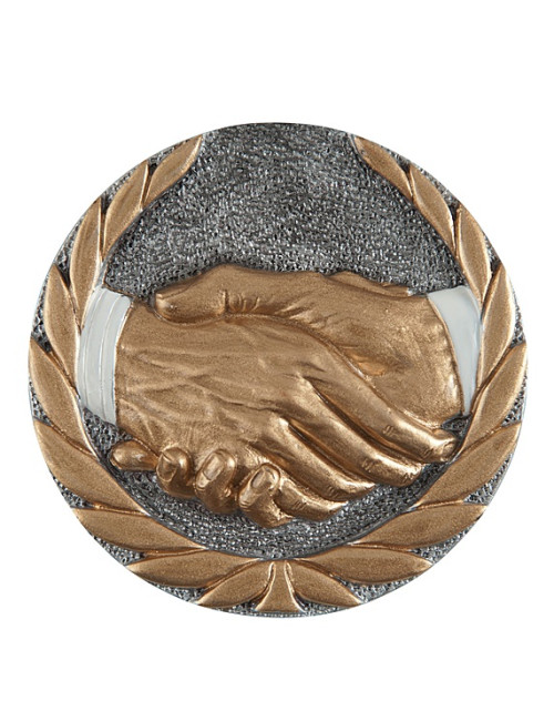 DX15 - Odlew-płaskorzeźba - uścisk dłoni - średnica 70mm