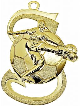 MDX101-G  Medal piłka nożna kolor złoty 39mmx59mm
