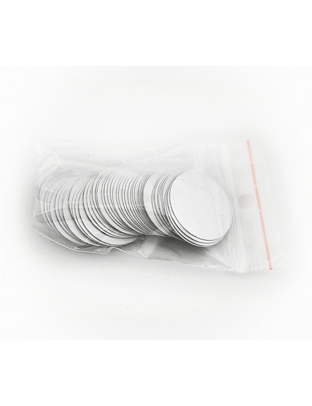 SCX-025-W - FOLIOPAK 50szt  Krążki do sublimacji, średnica 25mm, kolor biały błyszczący (GLOSS WHITE) • krążki do sublimacji bia